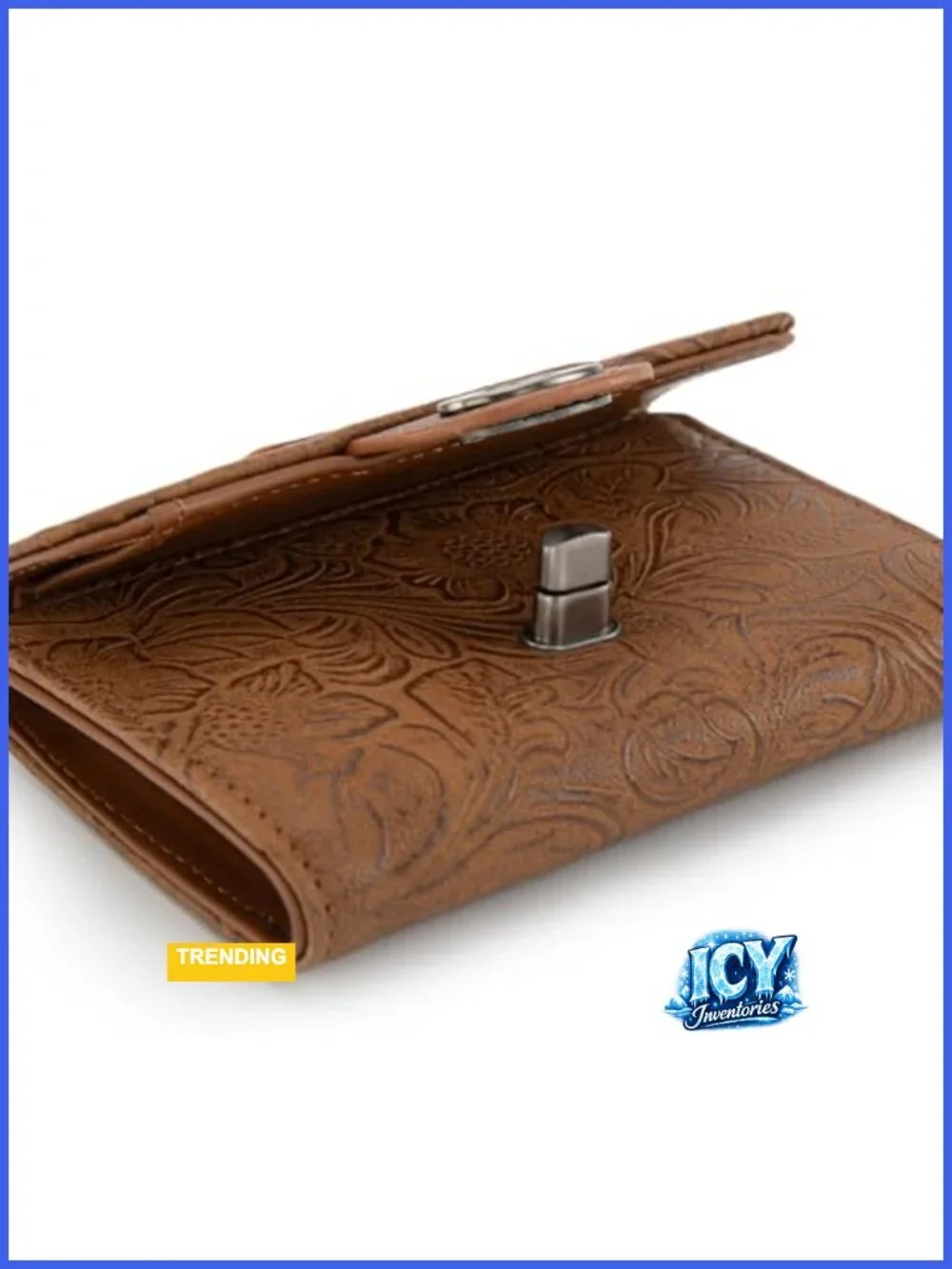 Faux Leather Trifold Wallet with RFID Blocking, 4 Card Slots & Coin Pocket